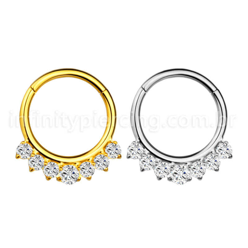 Piercing Argola Aço Cirúrgico Segmento Articulado Zircônias